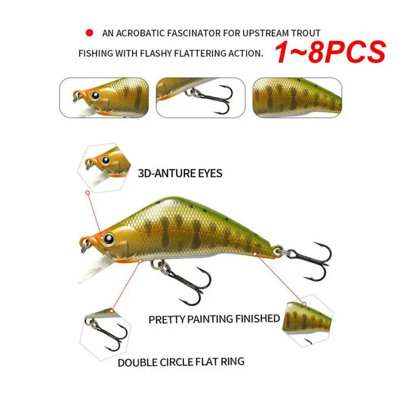 1~8PCS Minnow Fishing Lure Trolling Wobblers on Pike 48mm 3.8g Crankbait Iscas Artificial Hard Bait Peche Carp Tackle 10 Colors