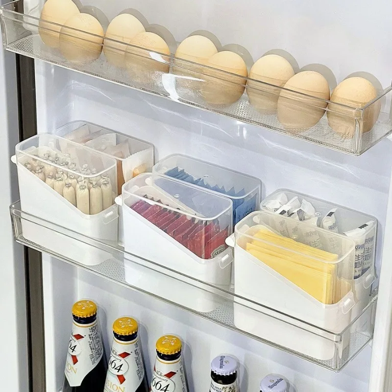 Japanese Style Tilted Transparent Lid Storage Box Cheese Tea Coffee Storage Organizer Small Item Classification Container