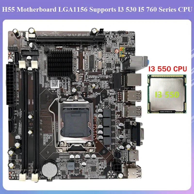 

Материнская плата H55 LGA1156 с поддержкой I3 530, I5 760, процессор DDR3 с процессором I3 550, 1 комплект