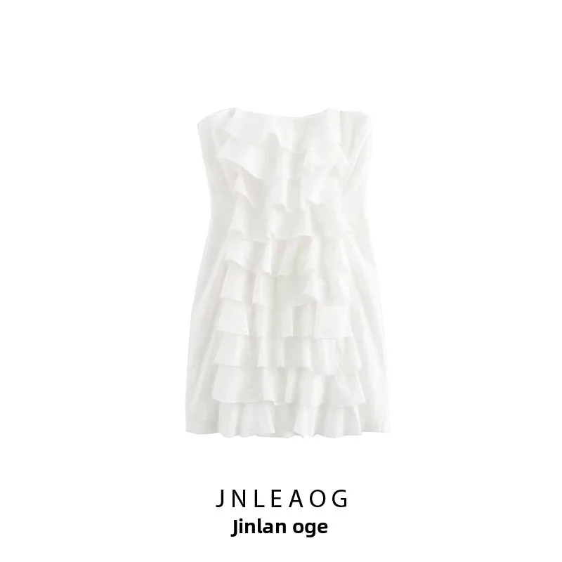 Vestido de Seda em Camadas com Bordado Decorativo, Design de Moda Fena Novo para o Outono, Estilo Europeu, Sem Mangas, Ad...