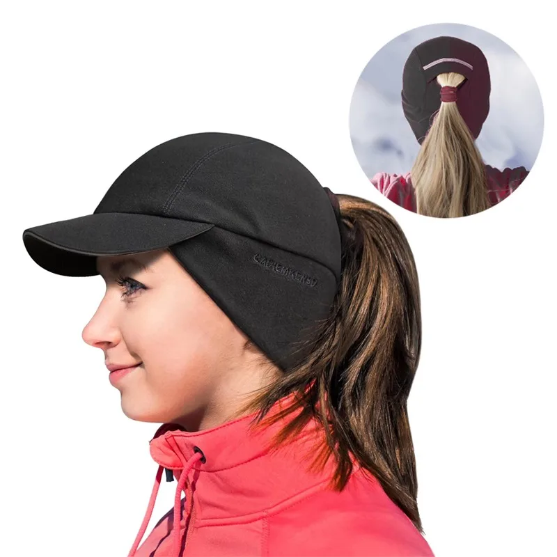 

GADIEMKENSD Women's Winter Reflective Fleece Ponytail Hat with Drop Down Ear Warmer for Outdoor Activity Cap