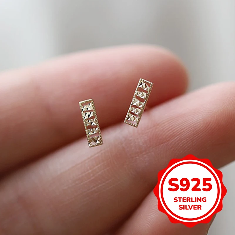 

S925 sterling silver rectangular trapezoidal earrings for women simple classic fashion elegant light luxury retro daily life