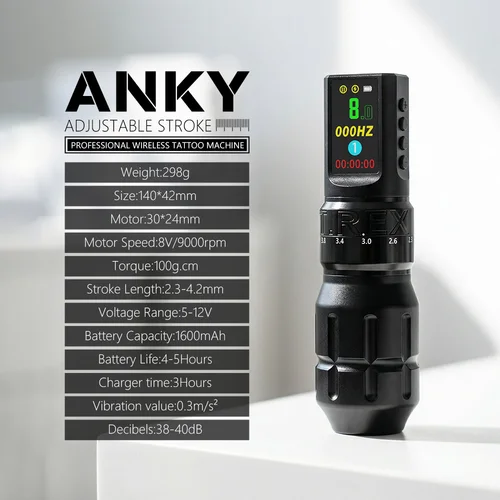 Imagen 2 del producto Máquina de Tatuar Rotativa T-Rex Nueva y Moderna, Pluma de Tatuaje con 7 Carreras Ajustables, Motor, Pantalla LCD, Pluma de Maquillaje Permanente para Artistas del Tatuaje