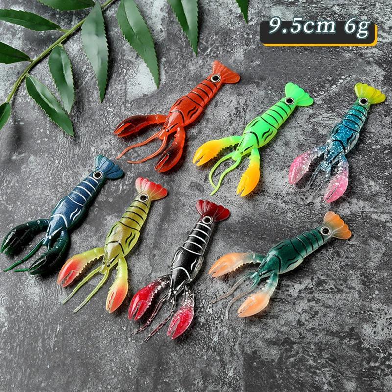 

Soft Fish Lures Artificial Shrimp Baits Fishing Tackle Lobster Crayfish Worm Eel Needfish Swimbaits Jig Head Fishing Tools 95mm