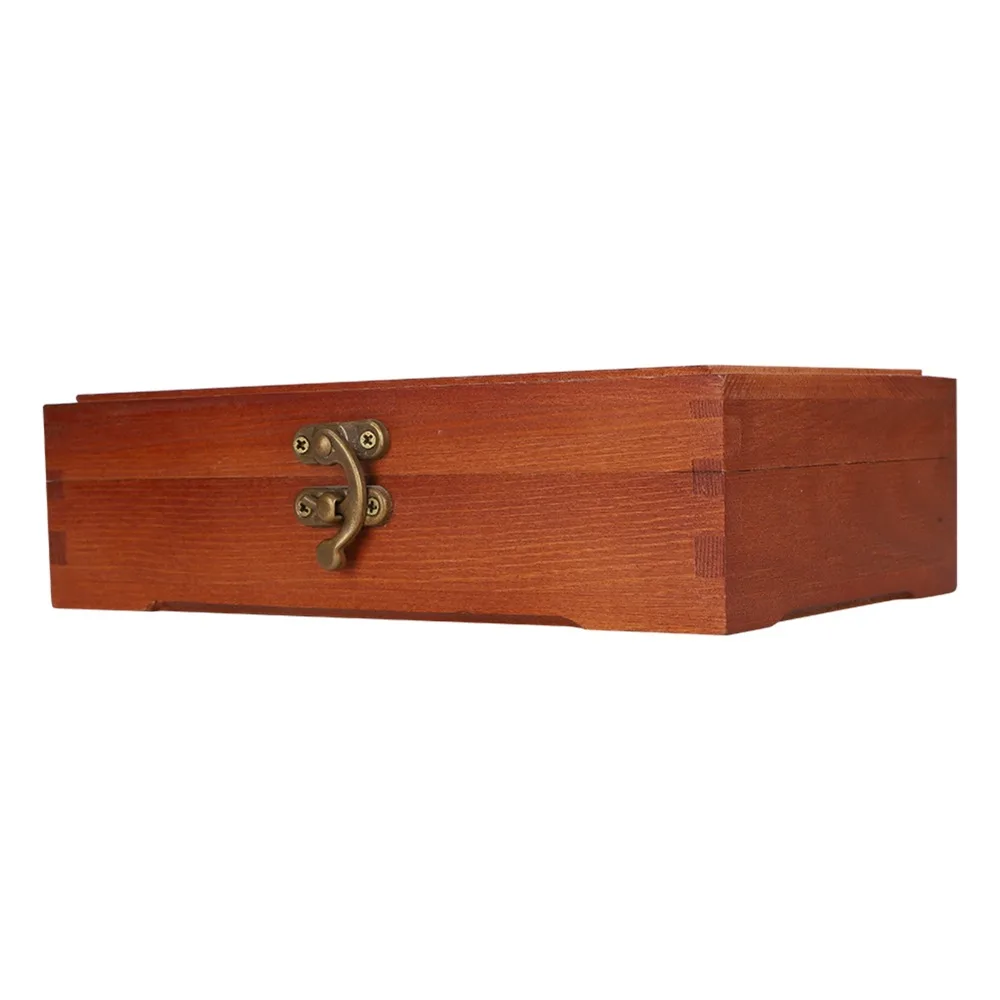 1PCS Solid Wood Material Wooden Storage Box Hinged Lid Design Lockable Closure Pencil Storage Case Jewelry Organizer Box