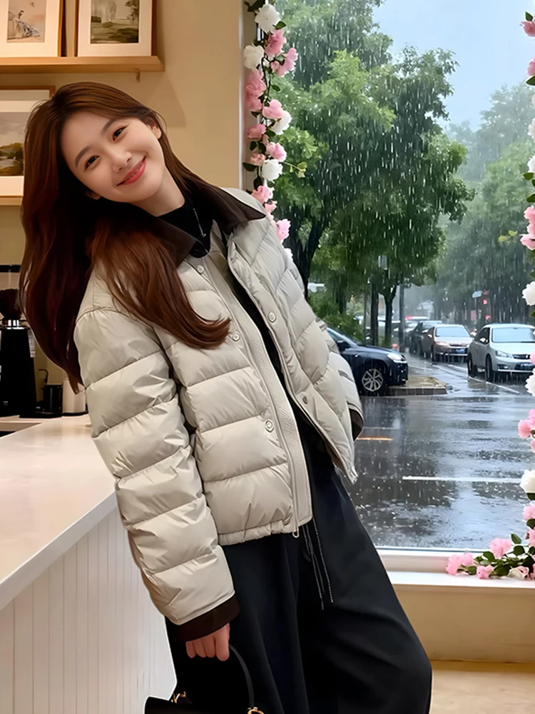 

Корейская утепленная куртка-пуховик для женщин, модная, приталенная, с воротником, утолщенная, из хлопка, зимняя, новинка, свободный крой