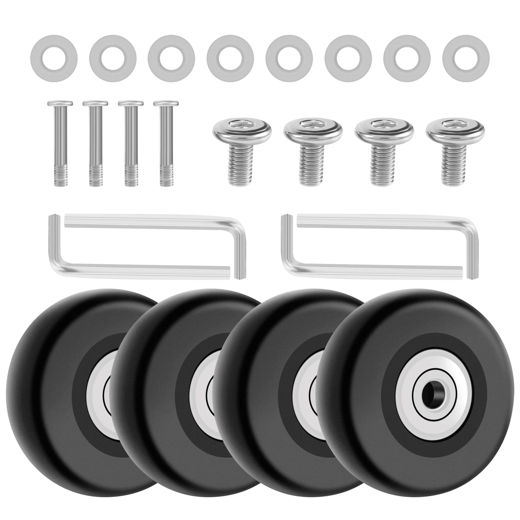 OD 50mm 4 Sets of Luggage Suitcase Replacement Wheels Axles Deluxe Repair Tool