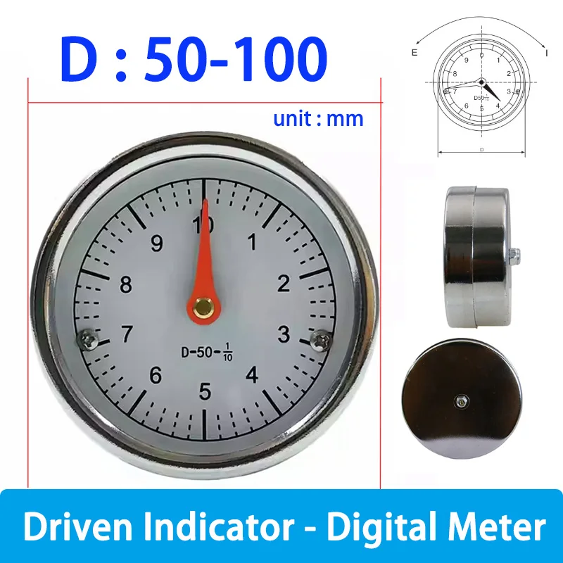 1pcs D80 Steel Shell Mechanical Analog Position Indicators Gravity Drive Indicator D50 D70 D100 Number Table