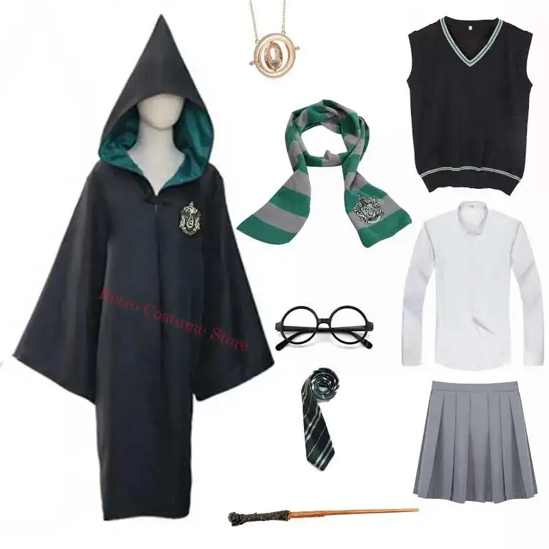 L2025l halloween unisex adulto crianças bruxa e feiticeiro cosplay traje unisex crianças adulto magia faculdade uniforme traje de terror para h