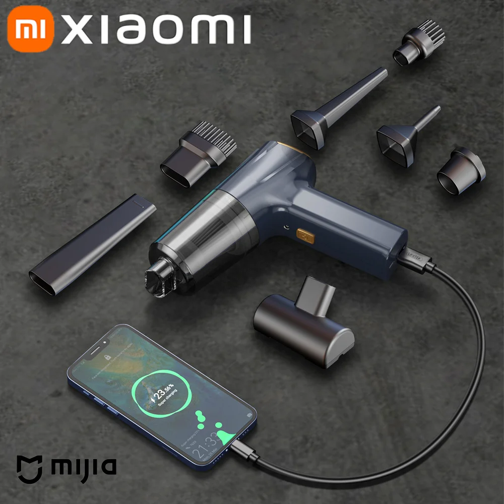 Xiaomi 290000PA Mini Car Vacuum Cleaner Strong Suction Cordless HandHeld Vacuum Cleaner Portable Powerful Cleaner Home Appliance