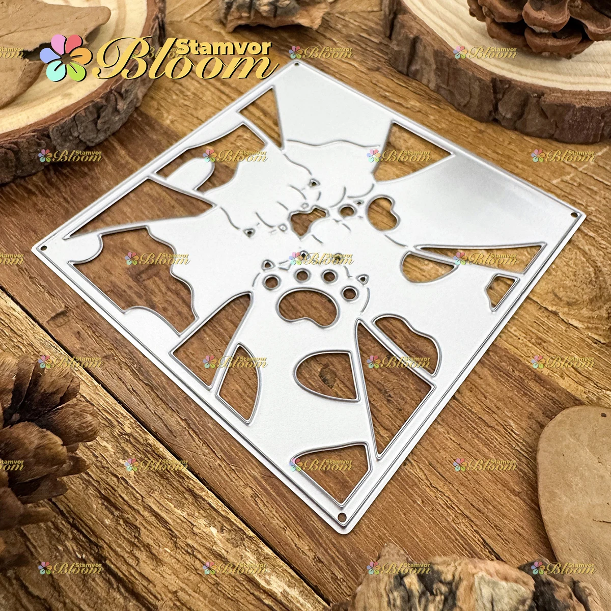 Original Lovely Cats Paws Square Frame Metal Cutting Dies Reusable Die Cuts For Scrapbook Card Making DIY Craft Decor view 4