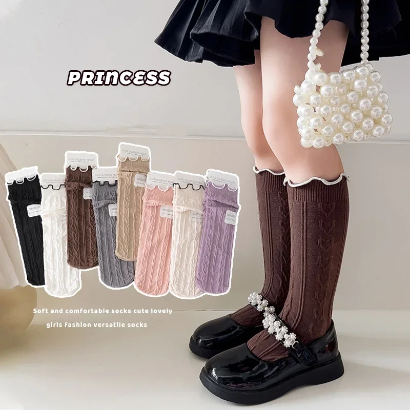 Korean Girls School Solid Color Socks Simlicity Love Ruffle Calf Sock for Children Kids Spring Autumn Soft Cotton Half Socks