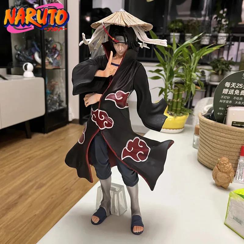 

33cm Naruto Anime Figures Gk Standing Posture Fighting Hat Itachi Uchiha Pvc Action Figure Model Statue Collection Toys Gifts