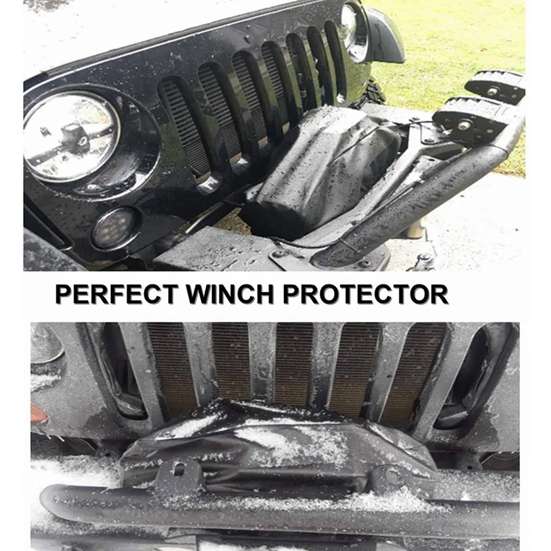 2X Winch Cover Heavy Duty Waterproof Winch Protection Cover Dust-Proof Universal For Up To 17500 Lbs