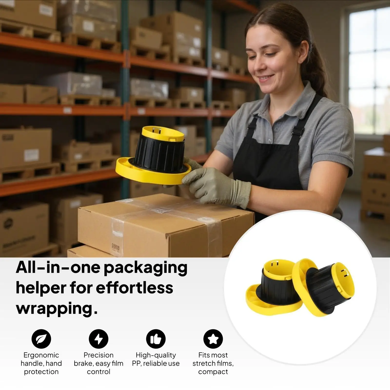 2x Stretch Film Wrap Handle Dispensers,Shrink Wrap Handles Compact Hand Protection for Moving 3 inch Core Factory Packing