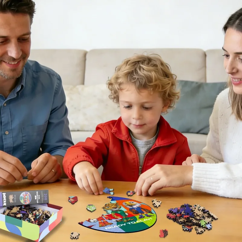 

FIFA World Cup Round Wooden Puzzles for Adults Ready To Play Leisure Brain Game Football Themed Jigsaw The Ideal Gift for Family