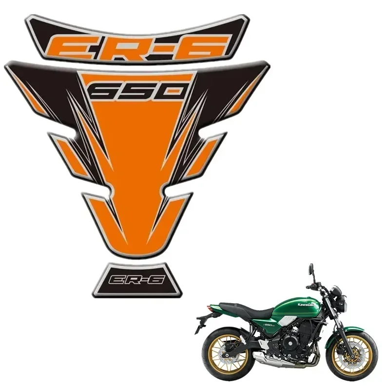 For Kawasaki ER650 ER6 ER-6 650 650R 2006 - 2014 Motorcycle Tank Pad Protector 3D Gel Sticker Decal - Orange