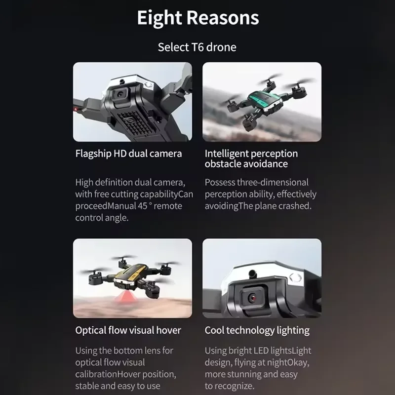 For Xiaomi T6 Drone 8K Profesional HD GPS Camera Obstacle Avoidance Aerial Photography Optical Flow Foldable Quadcopter 10000M
