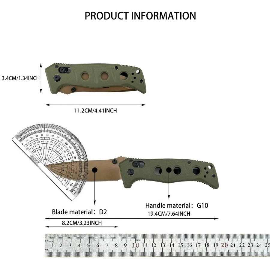 BM 273 سكين للفرد عالي الجودة D2 بليد G10 مقبض صعب للغاية وحاد للتخييم في الهواء الطلق سكين محمول سكين صيد