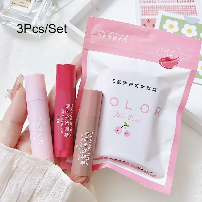 1/3Pc ลิปสติกน่ารักสีแดงสี Lip Balm ลิปสติก Fade LipLine Antidrying Lip Make Up Set แต่งหน้าเครื่องสําอาง