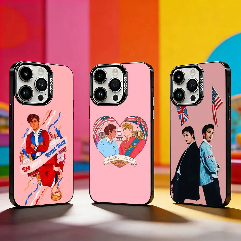 

R-Red W-White and royal blue Phone Case For iPhone 17,16,15,14,13,12,11 Plus,Pro Max,XS,Colored silver phone case