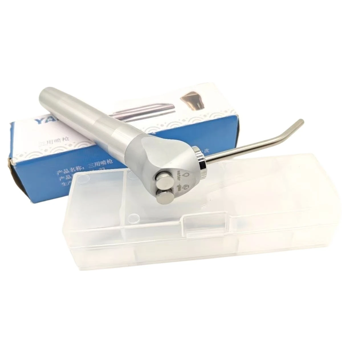 3Pcs Chair Unit Triple Syringe Handpiece Stainless Steel 3 Way Air Water Spray +2 Nozzles Tips Tubes Lab Tool