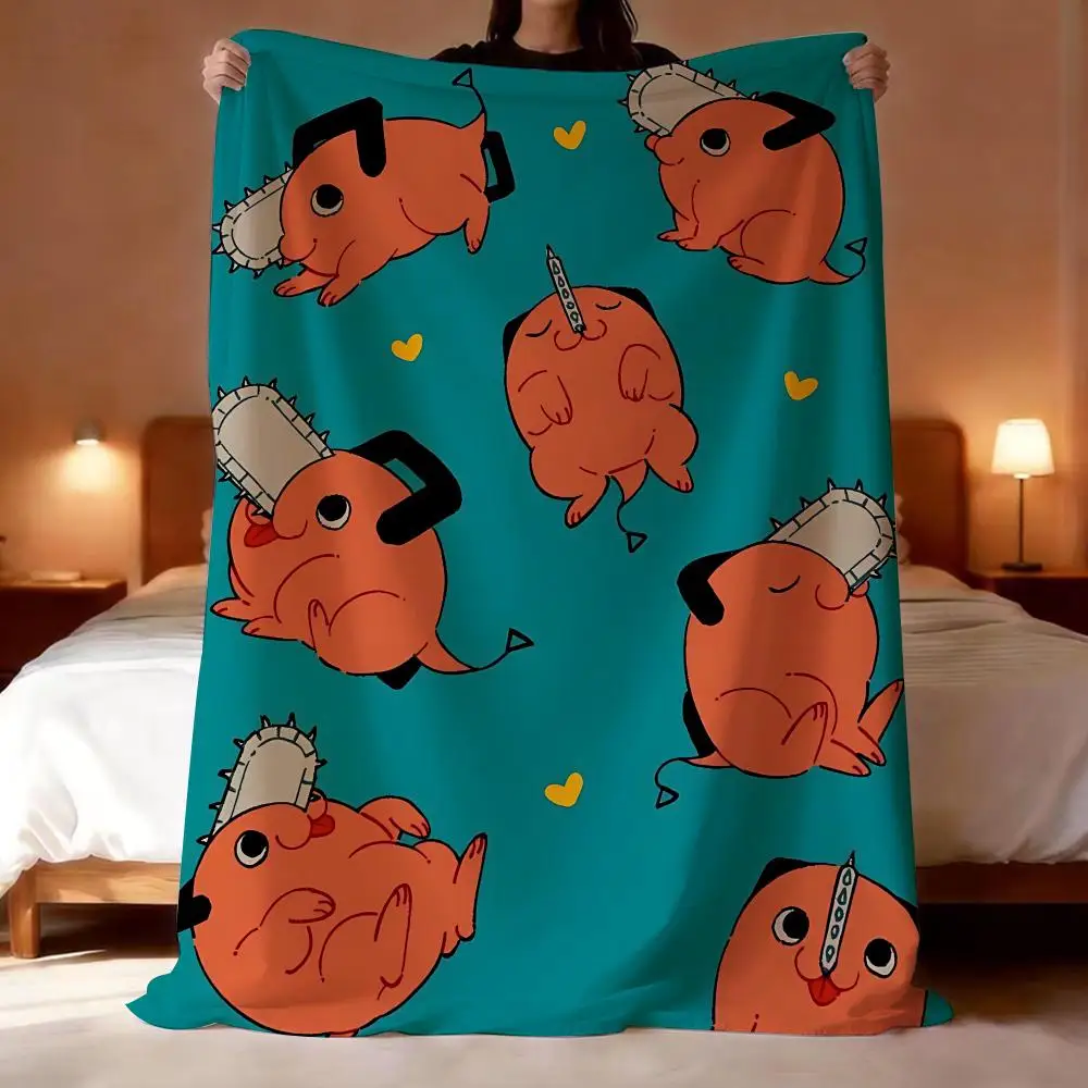 

Chainsaw Man Pochita anime Throw Lightweight 240g Flannel Blanket Soft Skin-friendly for Summer Cooling