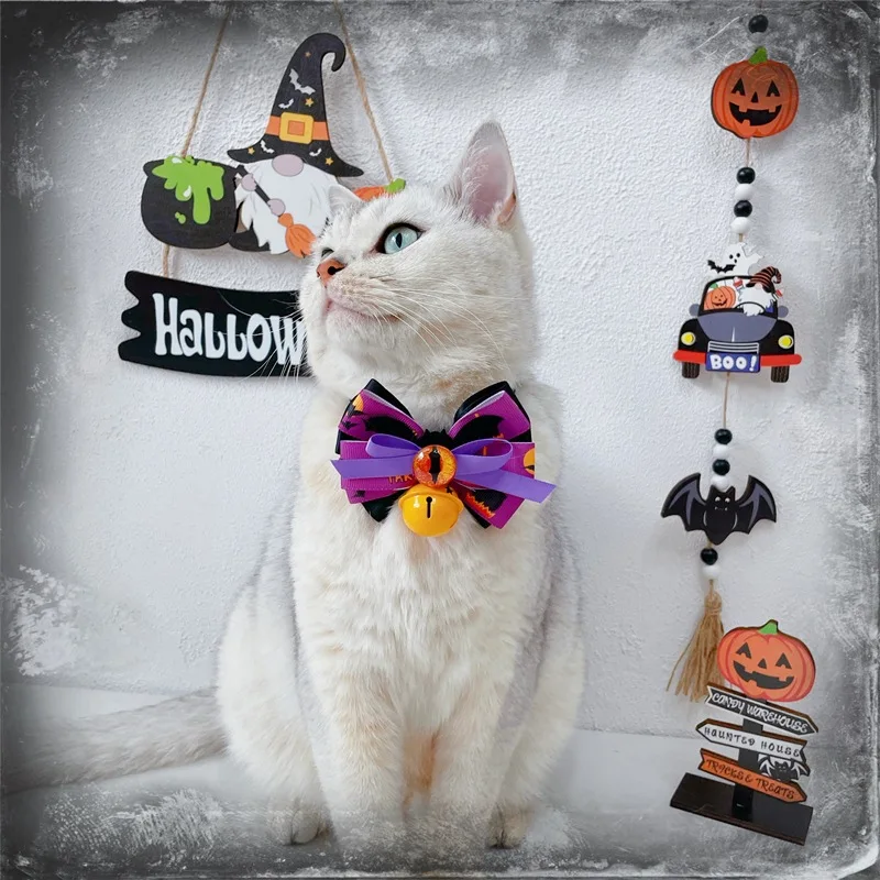 Halloween Funny Tie, Bell Collar, Pet Cat and Dog Bow Decoration, Holiday Gift Decoration