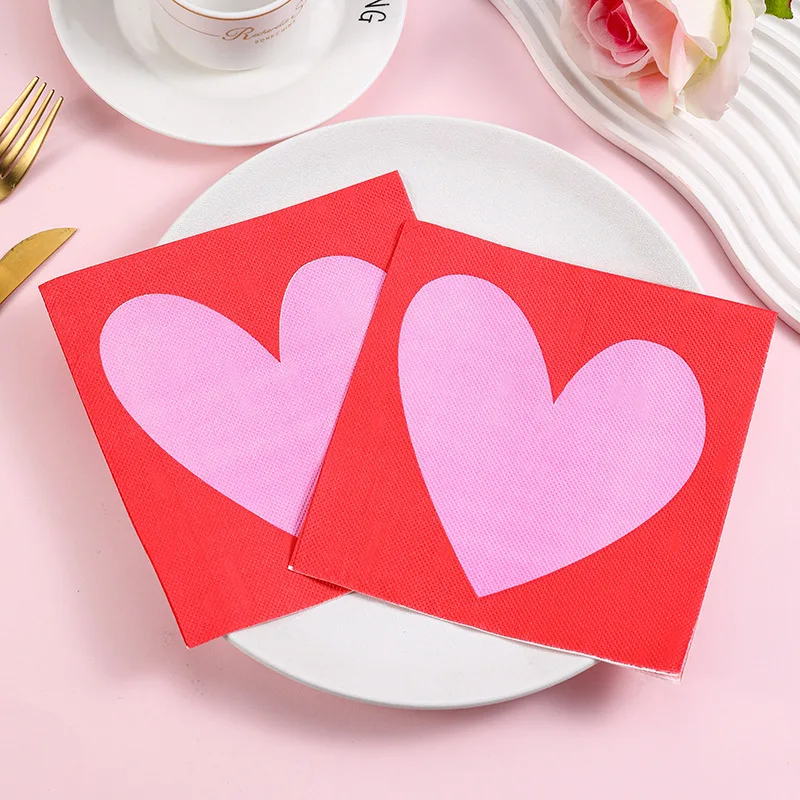 10/20pcs 33cm 2-Ply Colourful Birthday Gift Paper Love Series Napkins Valentine's Day Accompaniment Decorative Napkins