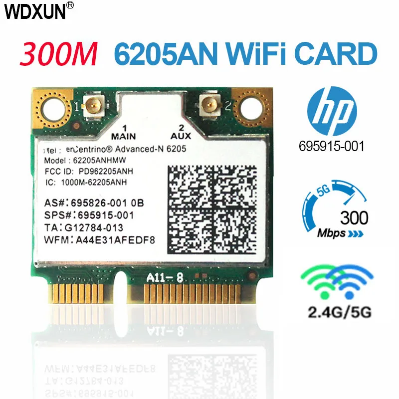 For 6205AN 2.4G / 5GHz dual-band wireless adapter 6205 62205an 62205hmw 300Mbps Half Mini PCI-E WiFi card 802.11n window