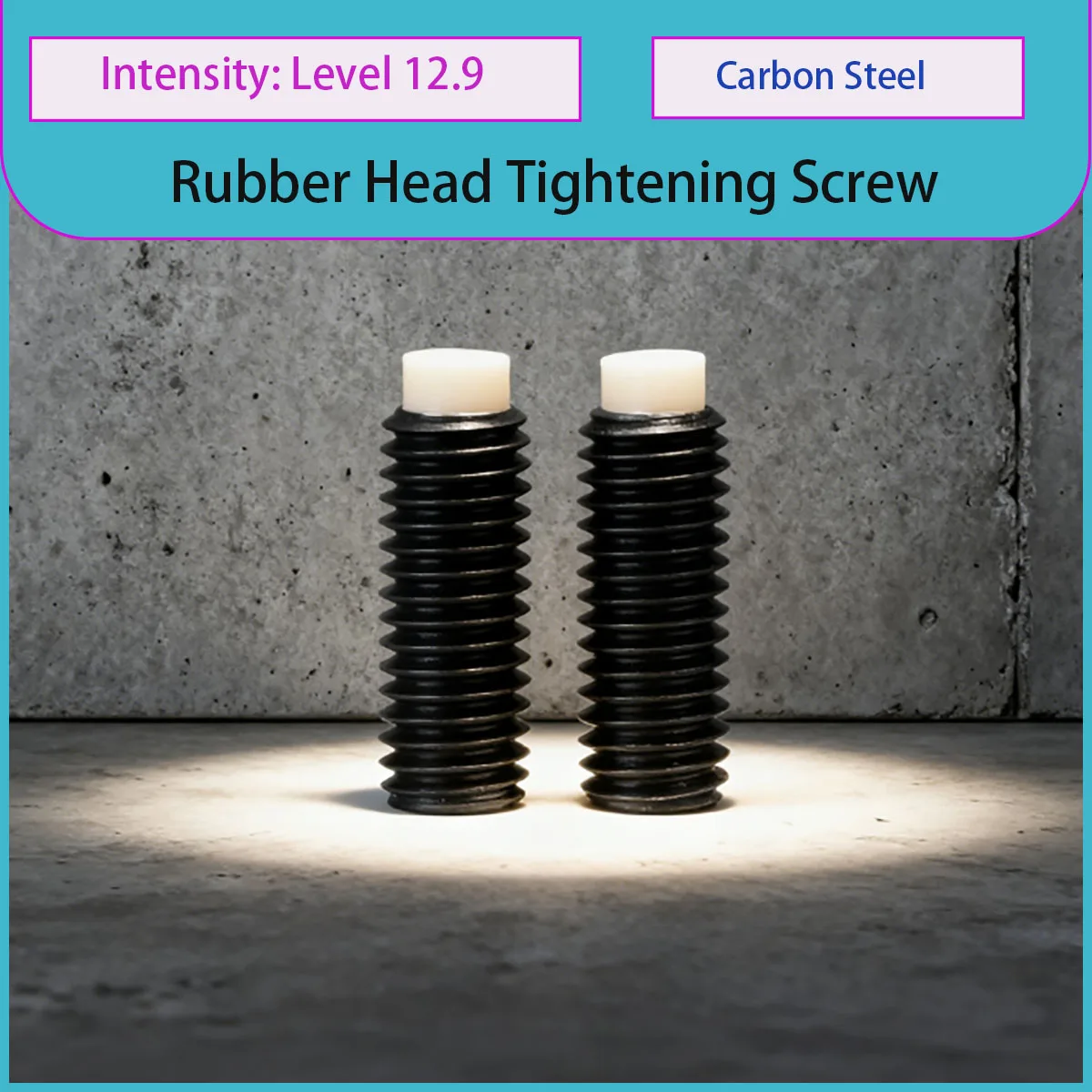 12.9 grade rubber head set screw/high-strength tightening plunger black Pom top bolt fastener M6-M16