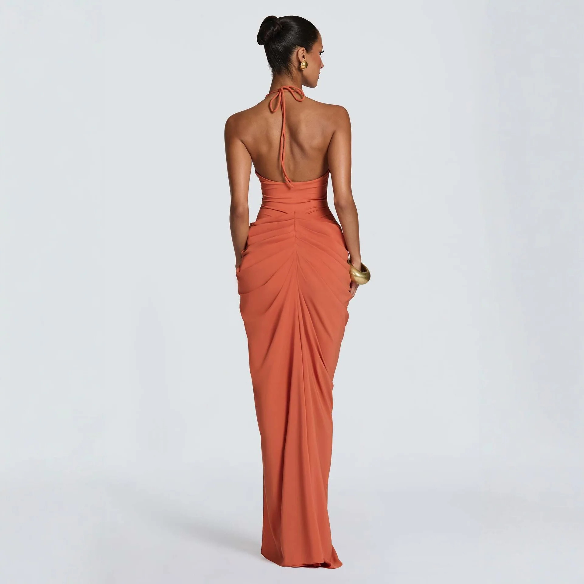 Townlike Patchwork Pleated Maxi Long Dress Women Halter 2026 Summer Dress V Neck Evening Nightclub Sexy Party Dresses