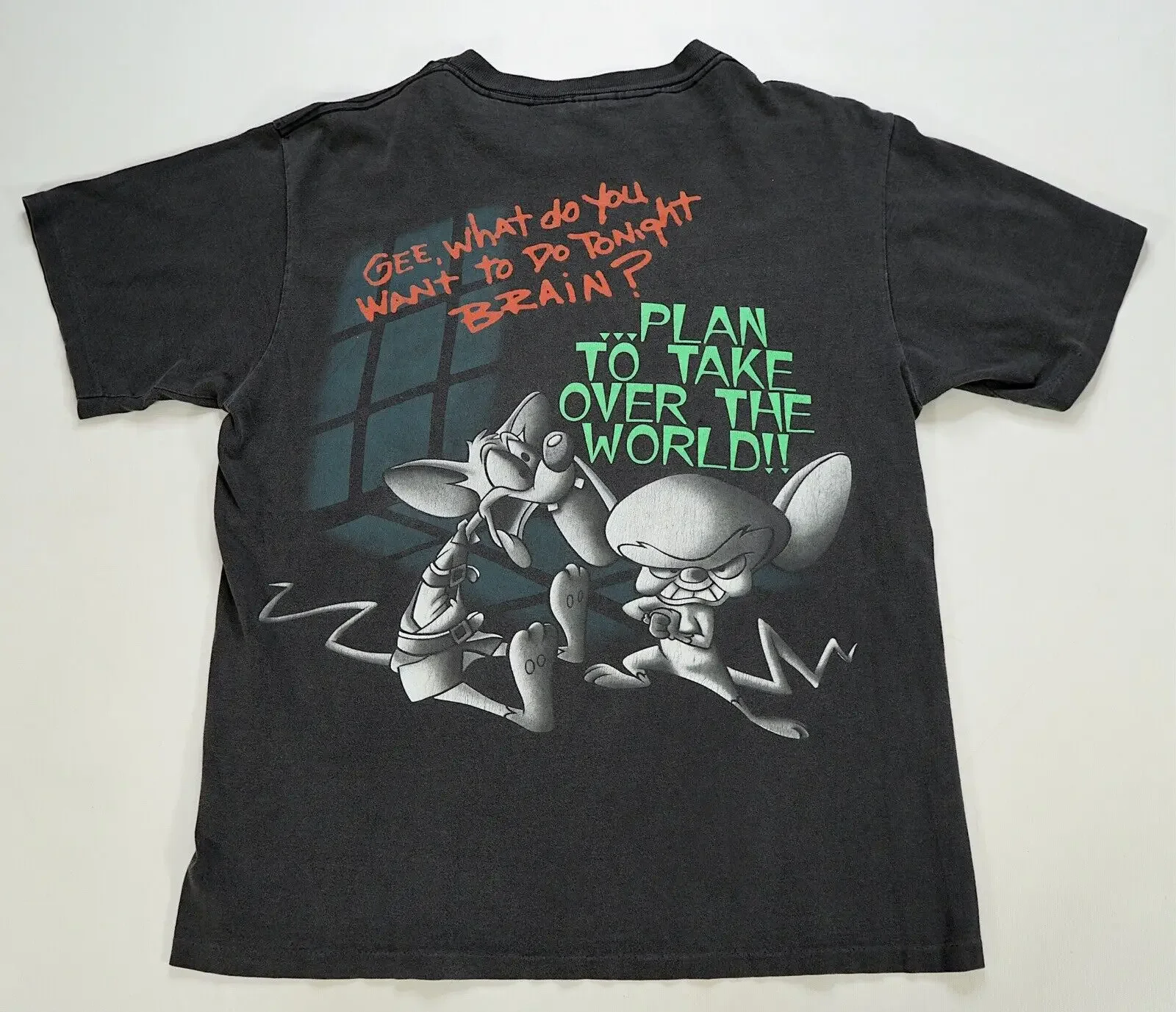 Rare VTG CHANGES Pinky & The Brain Take Over The World Jail 1995 T Shirt 90s XL