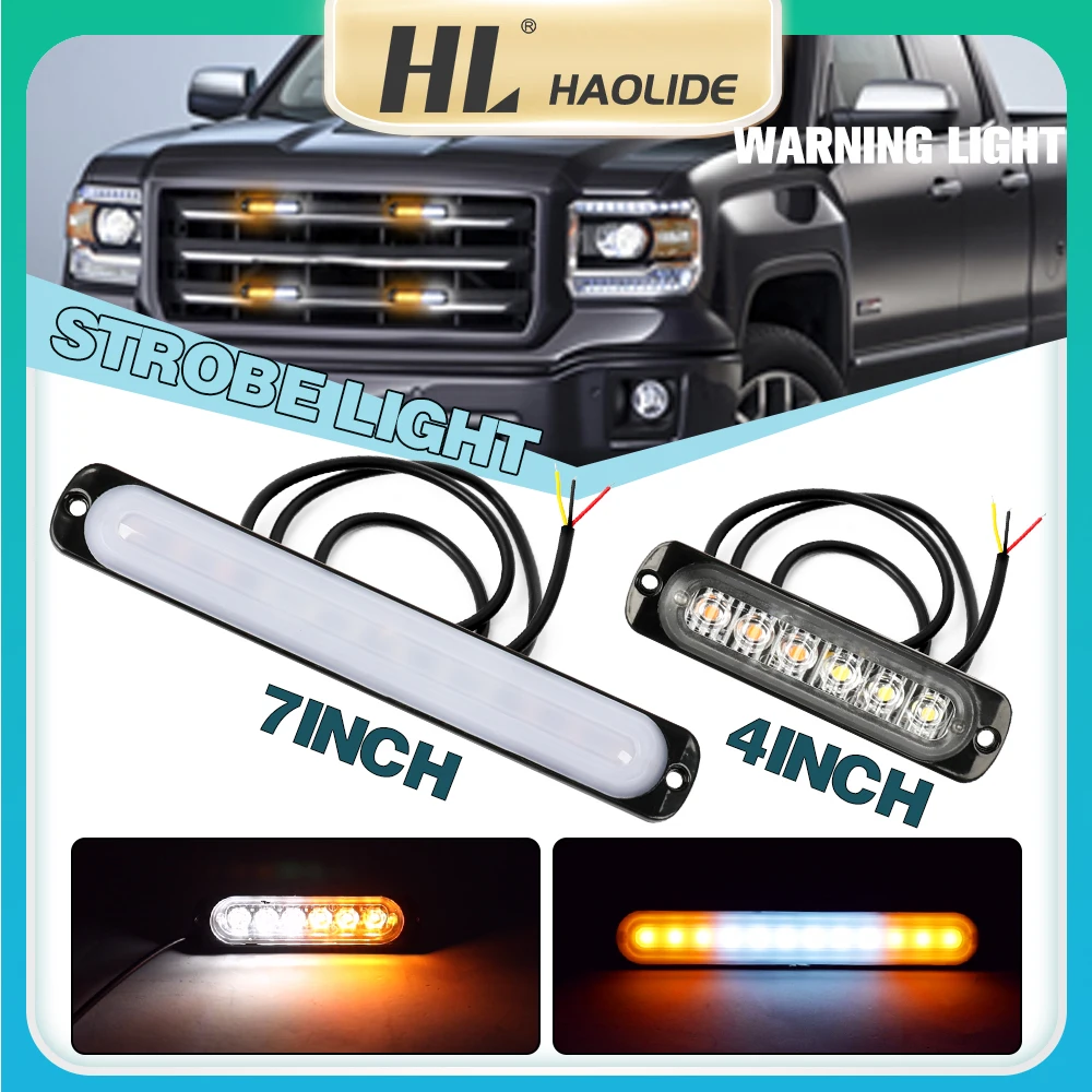 HAOLIDE LED Emergency Strobe Warning Light Cheap Grill Flashing Breakdown Side Light Amber Traffic Light 12V 24V Signal Lamps