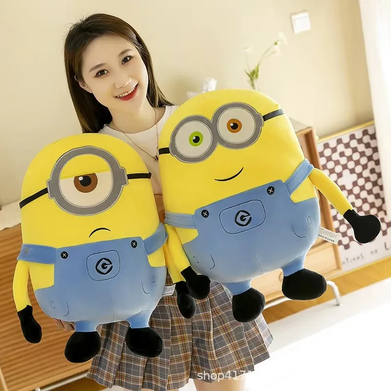 Minions Movie Periphery Yellow Plush Bob Plush Stuart Stuffed Toys In Jeans Soft Dolls Pillow Decoration Children Birthday Gift