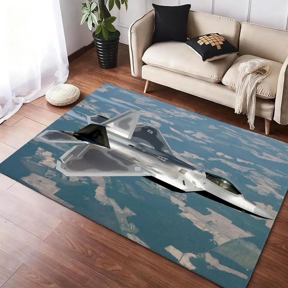 

F22 Fighter jet military fan Floor Mat Soft Thickened Non-Slip Door Mat for Living Room Home Decor Flannel Rugs