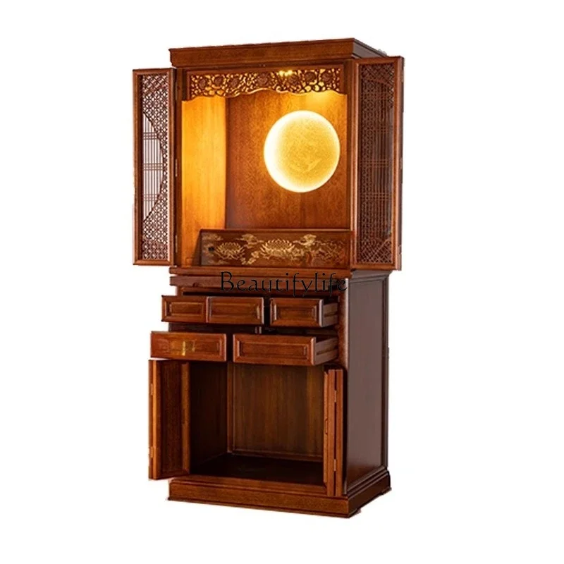 

ls 42Solid wood household vertical cabinet with door supply table God of Wealth building
