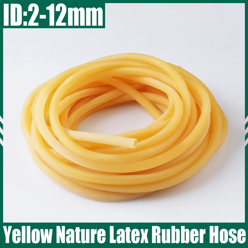 L=1 Meter ID=2-12mm Nature Latex Rubber Hoses Yellow High Resilient Elastic Surgical Medical Tube Slingshot Catapult