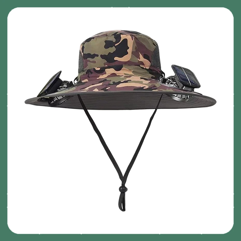 

2 Solar Fan Sun Hat with Solar Fan Waterproof USB Recharging Sun Bucket Hat Sun Protection Solar Powered Wide Brim Sun Hat Beach