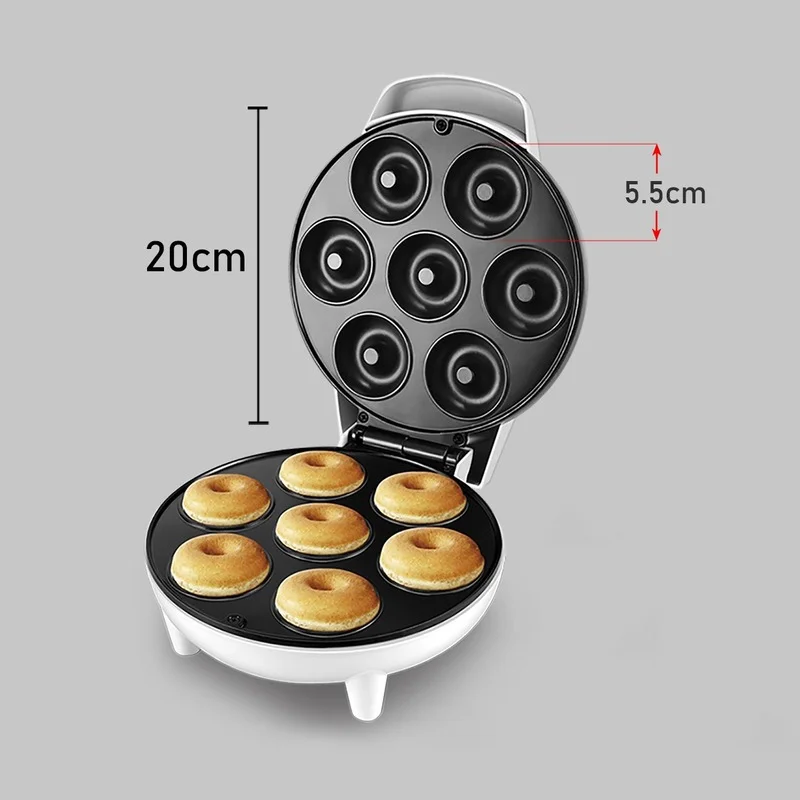 Electric Donut Maker Automatic Heating Egg Cake Bread Baking Machine 1200W High Power Fast Heating Oven Pan Breakfast DIY