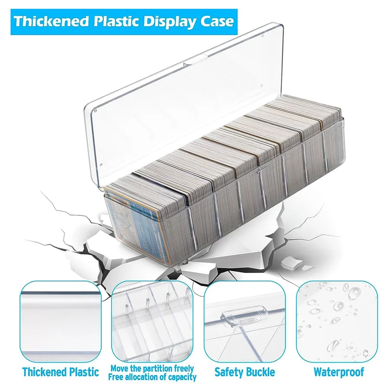 2Pcs Trading Card Storage Box, Card Storage Box Plastic, Trading Card Case with Removable Dividers, for Standard