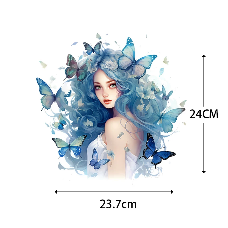 Creative cartoon stickers heat transfer printing butterfly elf fairy style clothing hot stamping borderless washable stickers