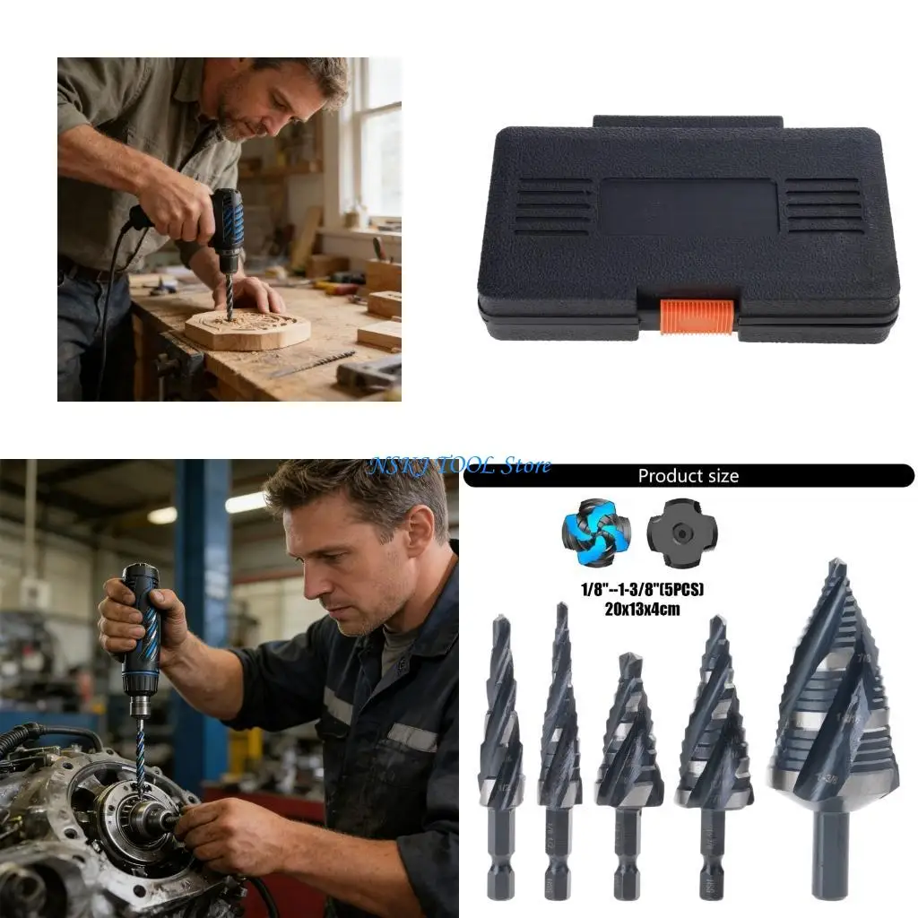 L8RC Advanced 5 Piece Hole Cutter Long Wearing Stainless Steel for DIY and Construction