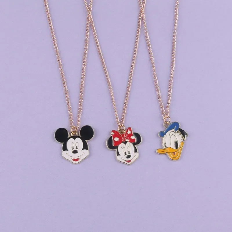 Disney Mickey Mouse Cartoon Necklace Anime Jewelry Minnie Donald Duck Cute Hoodie Chain Accessories Kids Birthday Christmas Gift