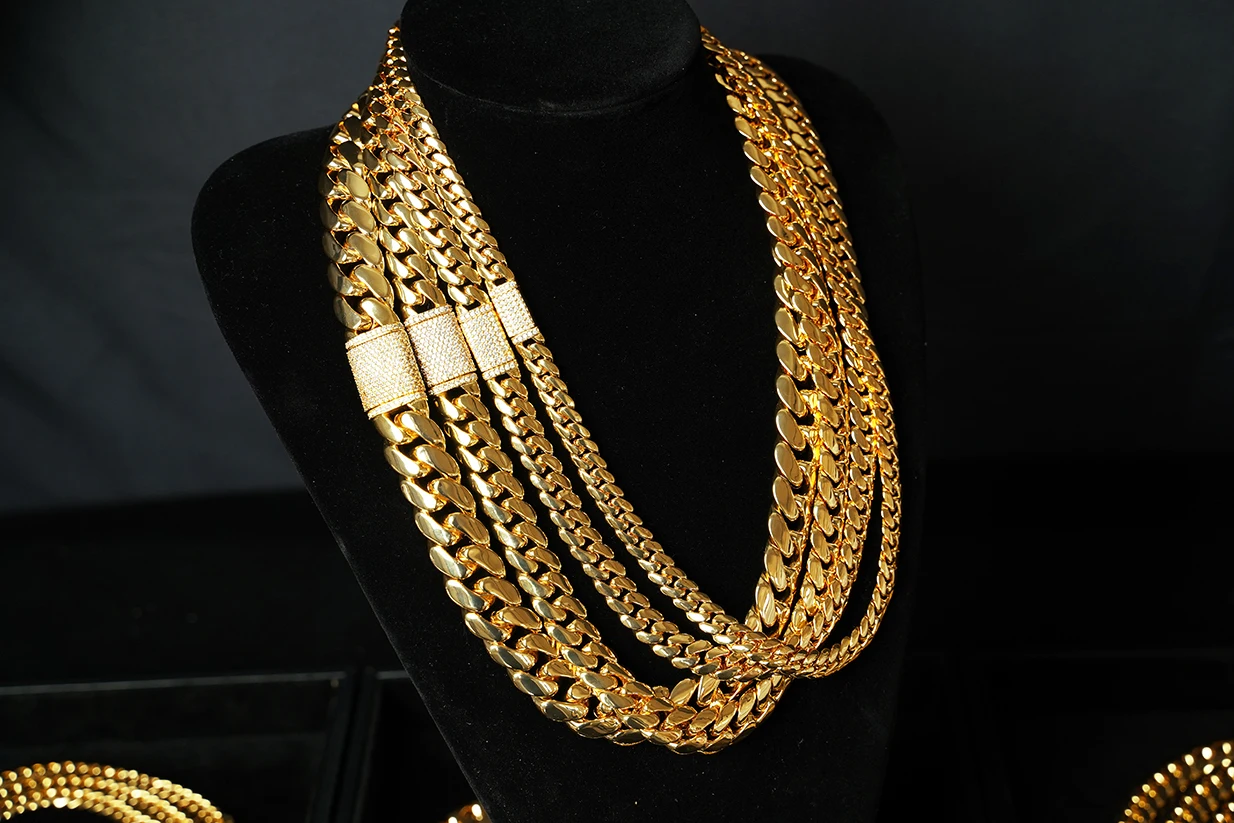 Wholesale Choker 18k Gold 20mm Chunky Custom Gold Cuban Link Chain 24k Gold Cuban Chains Miami Cuban Chain Necklaces