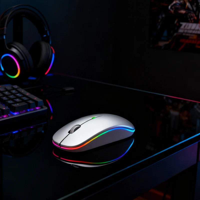 

@Wireless Mouse RGB Rechargeable Bluetooth Mice #Wireless Computer Mause%^% LED Backlit Ergonomic Gaming Mouse% for Laptop .