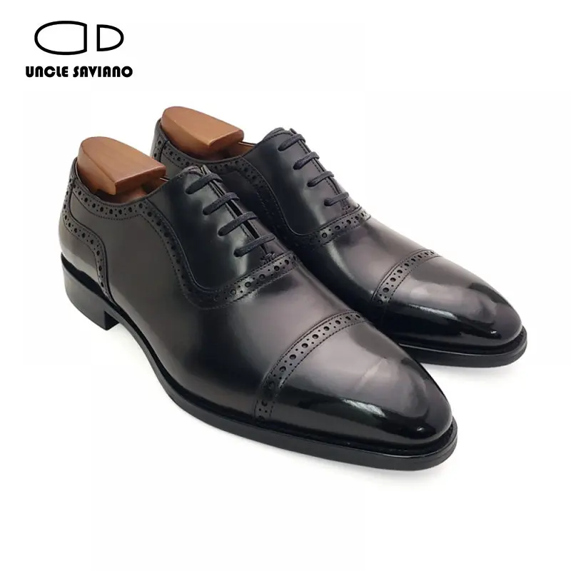 

Uncle Saviano Luxury Oxford Brogue Men Shoes Wedding Dress Formal Office Handmade Business Fashion Designer Shoes Man Original