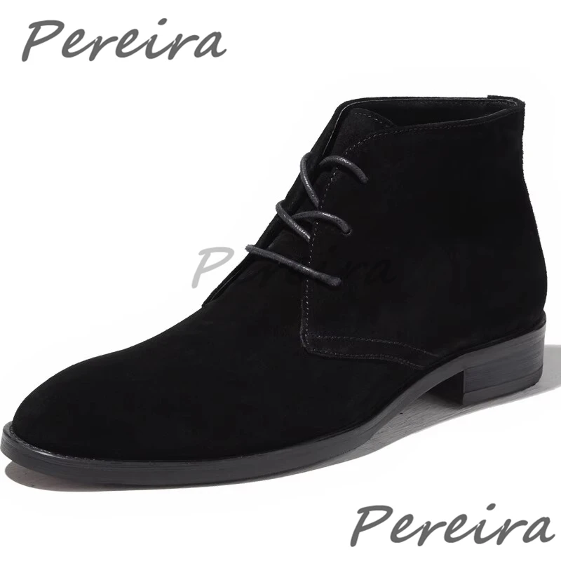 

Мужские ботинки из натуральной кожи в британском стиле, осенне-зимние ботинки из коровьей замши в стиле ретро, универсальные модные мужские туфли на низком каблуке