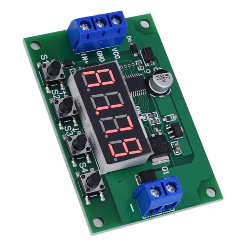 ABSQ-DC 12V LED デジタルサイクルタイムリレーモジュールトリガー遅延スイッチカウントダウンタイマータイミングボード 5 個 LED