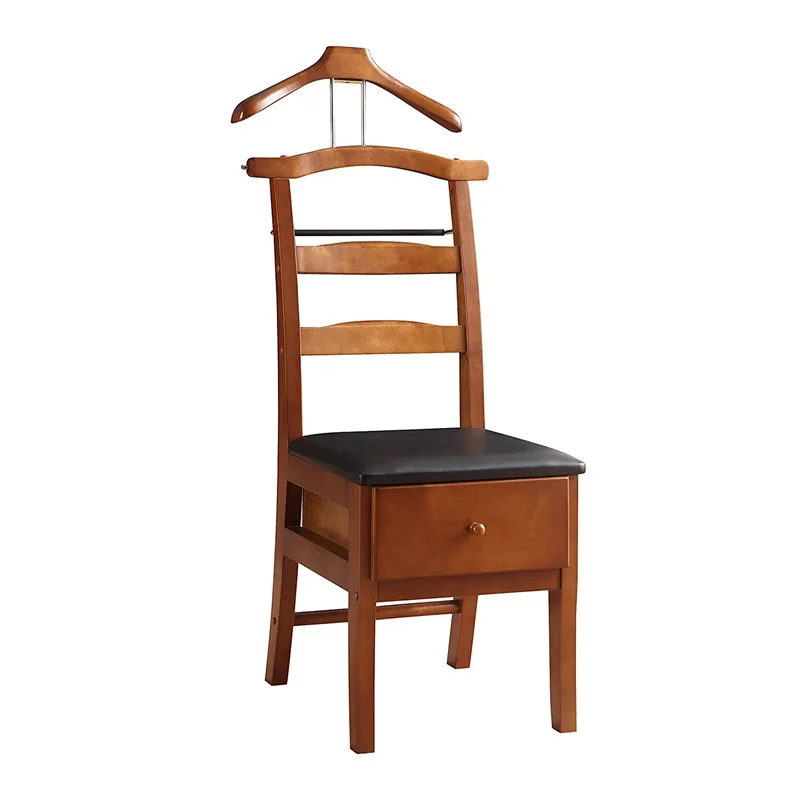 

Wooden coat rack office hotel floor-to-ceiling suit bedroom with shoe changing stool